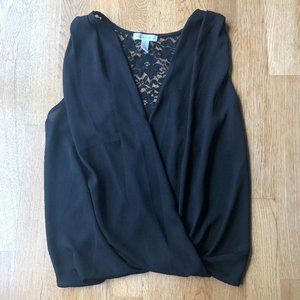 Ambiance Apparel Black Lace Back Tank Top Size Small
